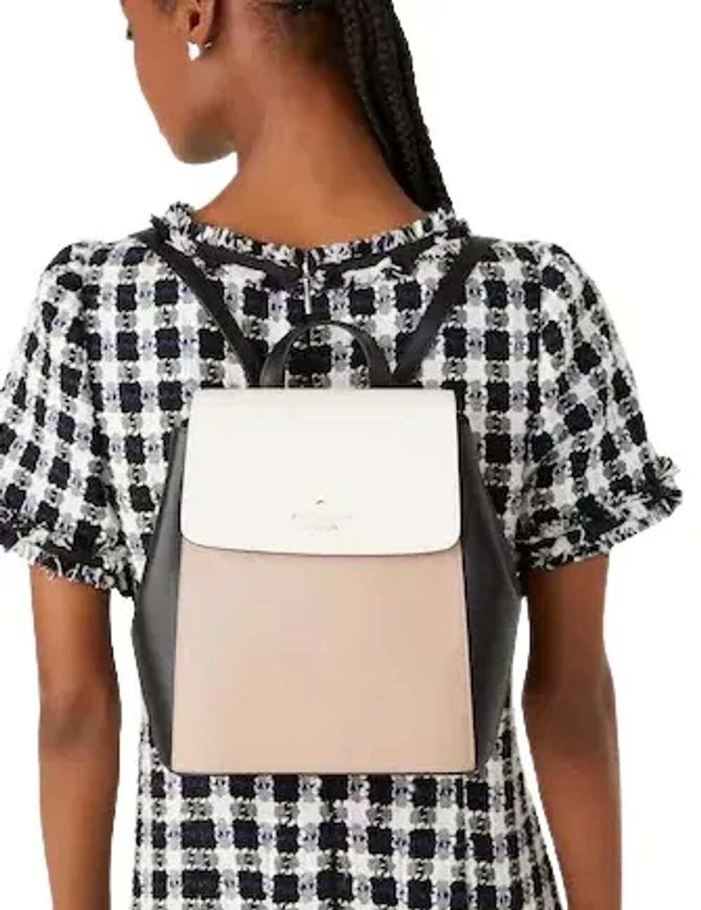 Kate Spade Madison Saffiano Leather Tricolor Backpack Black Beige